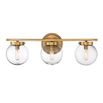 Mbath Three Light Bathroom Vanity Light in Natural Brass by Meridian