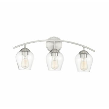 Mbath Three Light Bathroom Vanity Light in Brushed Nickel by Meridian