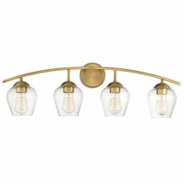 Mbath Four Light Bathroom Vanity Light in Natural Brass by Meridian