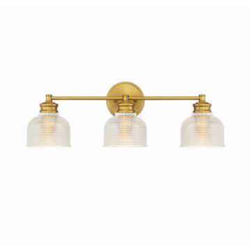 Mbath Three Light Bathroom Vanity Light in Natural Brass by Meridian