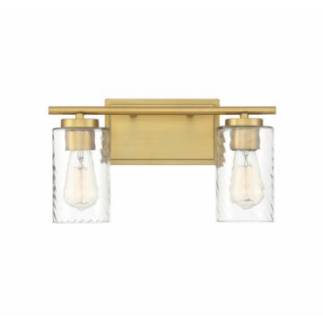 Mbath Two Light Bathroom Vanity Light in Natural Brass by Meridian