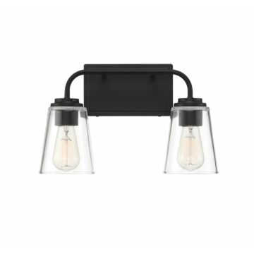 Mbath Two Light Bathroom Vanity Light in Matte Black by Meridian