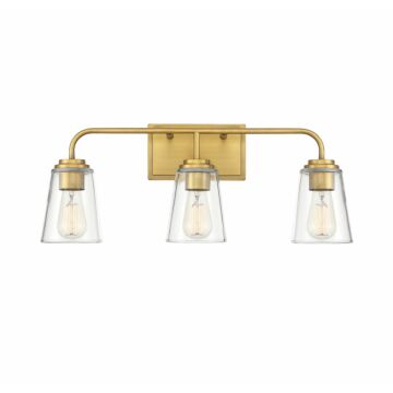 Mbath Three Light Bathroom Vanity Light in Natural Brass by Meridian