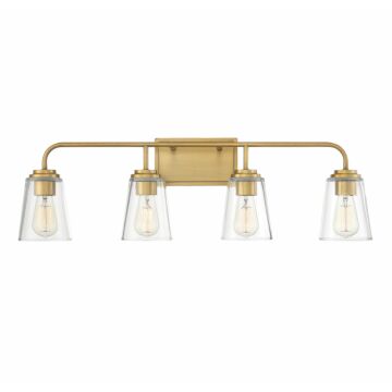 Mbath Four Light Bathroom Vanity Light in Natural Brass by Meridian