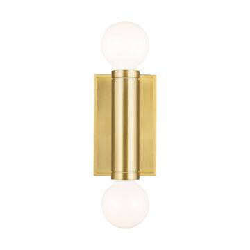 Beckham Modern Two Light Wall Sconce in Burnished Brass by Visual Comfort Studio