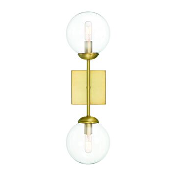 Mscon Two Light Wall Sconce in Natural Brass by Meridian