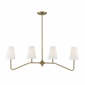 Mchan Four Light Chandelier in Natural Brass by Meridian
