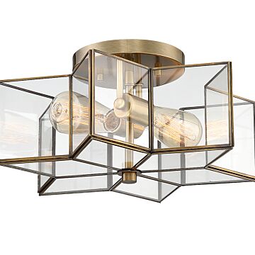 Msemi Two Light SemiFlush Mount in Natural Brass by Meridian