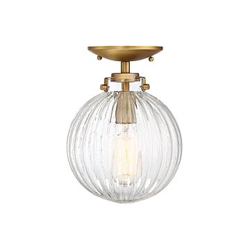 Msemi One Light SemiFlush Mount in Natural Brass by Meridian