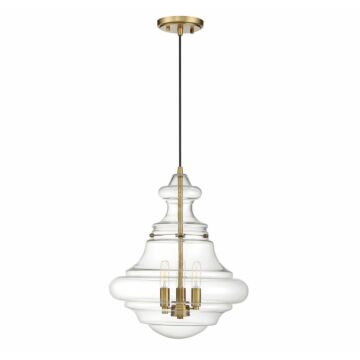 Trade Winds Clara Vintage Glass Pendant Light in Natural Brass