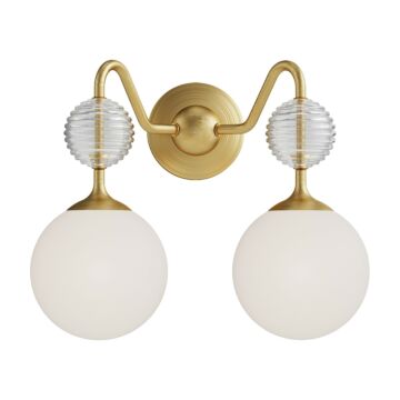 Celia Two Light Vanity in Brushed Gold Opal Glass by Alora