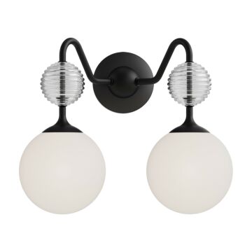 Celia Two Light Vanity in Matte Black Opal Glass by Alora
