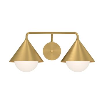 Remy Two Light Vanity in Brushed Gold Opal Glass by Alora