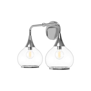 Hazel Two Light Bathroom Fixtures in Chrome Clear Glass by Alora