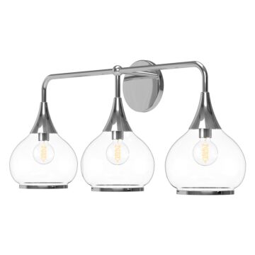 Hazel Three Light Bathroom Fixtures in Chrome Clear Glass by Alora