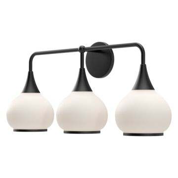 Hazel Three Light Bathroom Fixtures in Matte Black Opal Matte Glass by Alora