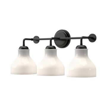 Westlake Three Light Bathroom Fixtures in Glossy Opal Glass Matte Black by Alora