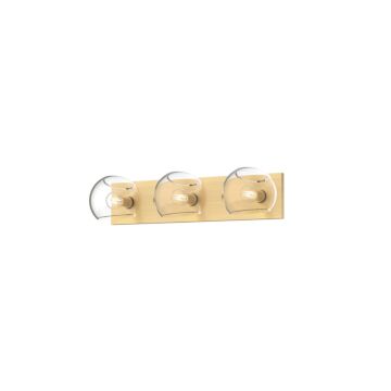 Willow Three Light Bathroom Fixtures in Brushed Gold Clear Glass by Alora