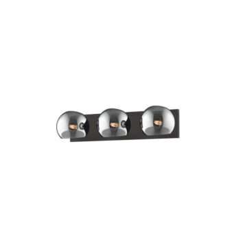 Willow Three Light Bathroom Fixtures in Matte Black Smoked Solid Glass by Alora