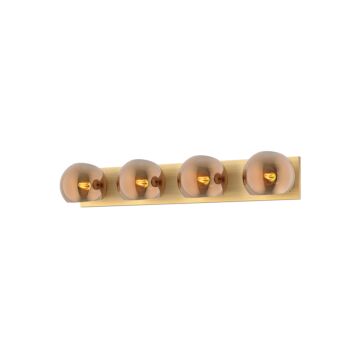 Willow Four Light Bathroom Fixtures in Brushed Gold Copper Glass by Alora