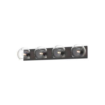 Willow Four Light Bathroom Fixtures in Clear Glass Matte Black by Alora