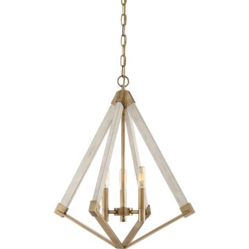 Viewpoint Three Light Foyer Pendant in Weathered Brass by Quoizel