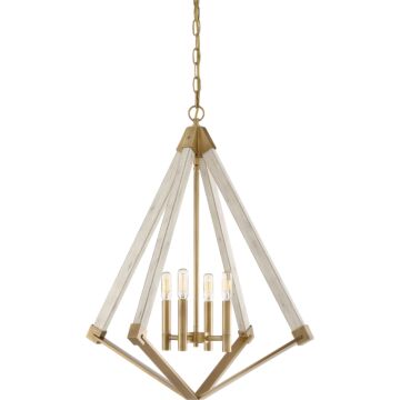 Viewpoint Four Light Foyer Pendant in Weathered Brass by Quoizel