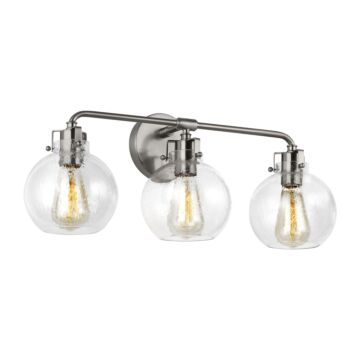 Clara Three Light Vanity in Satin Nickel by Visual Comfort Studio