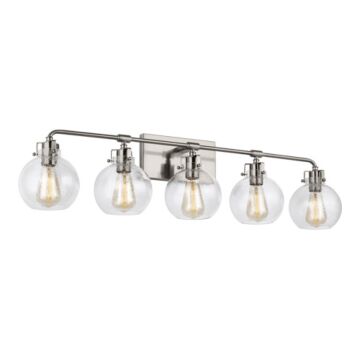 Clara Five Light Vanity in Satin Nickel by Visual Comfort Studio