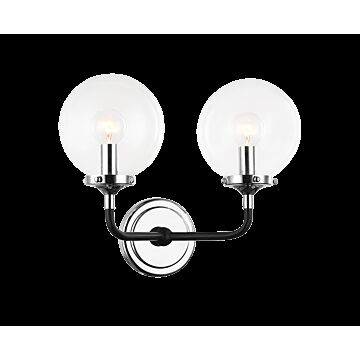 Particles Two Light Wall Sconce in Black & Chrome by Matteo Lighting