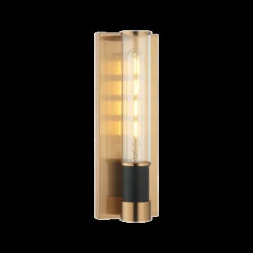 Tubo One Light Wall Sconce in Matte Black   Aged Gold Brass by Matteo Lighting