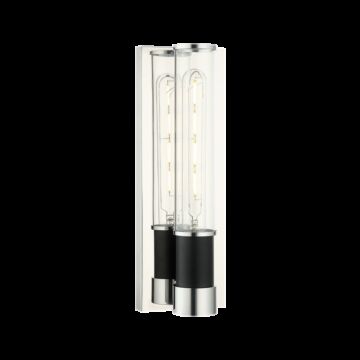 Tubo One Light Wall Sconce in Matte Black   Chrome by Matteo Lighting
