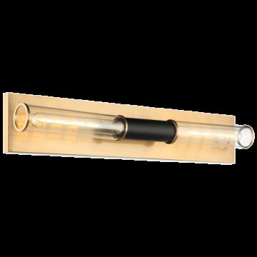 Tubo Two Light Wall Sconce in Matte Black   Aged Gold Brass by Matteo Lighting