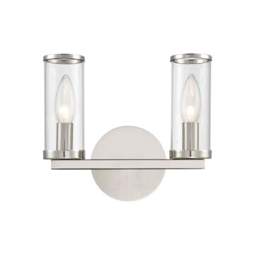 Revolve Two Light Bathroom Fixture in Clear Glass Polished Nickel by Alora
