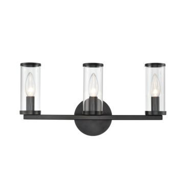Revolve Three Light Bathroom Fixture in Clear Glass Urban Bronze by Alora