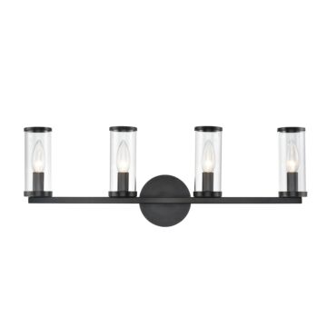 Revolve Four Light Bathroom Fixture in Clear Glass Urban Bronze by Alora