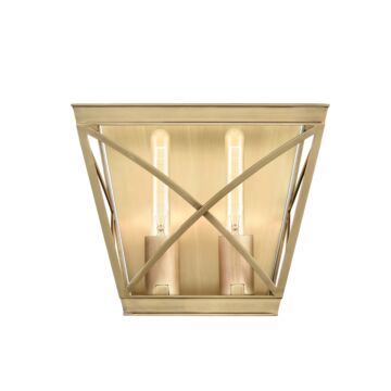 Alora Lattice 2 Light Pendant Light in Vintage Brass
