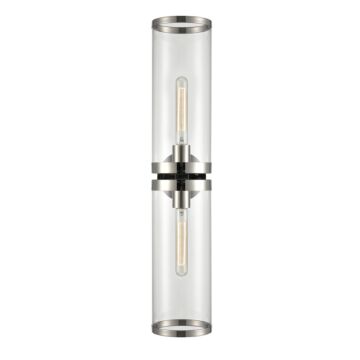 Revolve Ii Two Light Bathroom Fixture in Clear Glass Polished Nickel by Alora