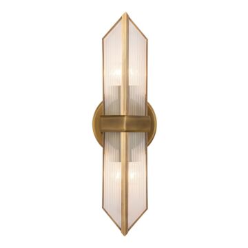 Cairo Two Light Vanity in Ribbed Glass Vintage Brass by Alora
