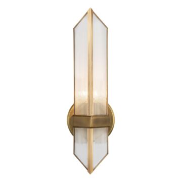 Cairo One Light Wall Sconce in Ribbed Glass Vintage Brass by Alora