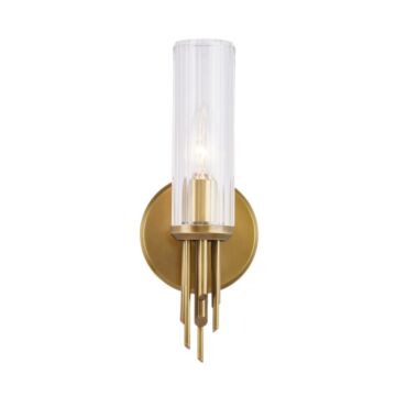 Torres One Light Vanity in Ribbed Glass Vintage Brass by Alora