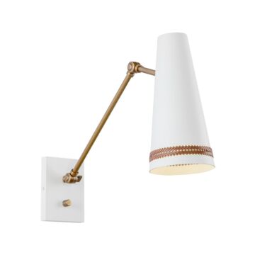 Brickell One Light Wall Sconce in Matte White Hazelnut Leather by Alora