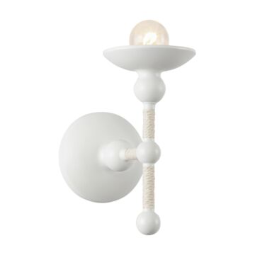 Nadine One Light Wall Sconce in Matte White Cotton by Alora