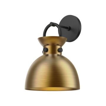 Waldo One Light Wall Sconce in Matte Black Aged Gold by Alora