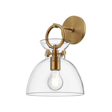 Waldo One Light Wall Sconce in Aged Gold Clear by Alora
