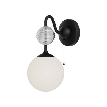 Celia One Light Wall Sconce in Matte Black Opal Glass by Alora
