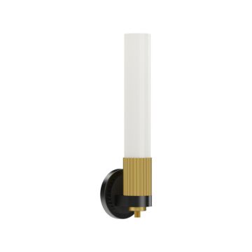 Rue One Light Wall Sconce in Matte Black Brushed Gold by Alora