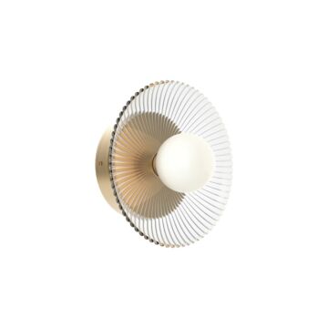 Hera LED Wall Sconce in Brushed Gold Clear Ribbed Glass by Alora