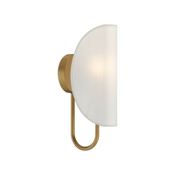 Seno One Light Wall Sconce in Aged Gold White Cotton Fabric by Alora