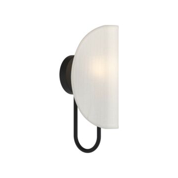 Seno One Light Wall Sconce in Matte Black White Cotton Fabric by Alora